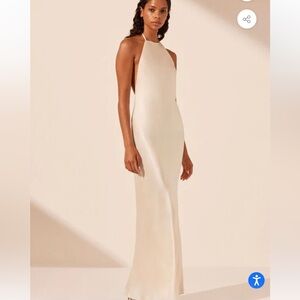 Shona Joy La Lune Low Back Halter Neck Midi Dress - Cream